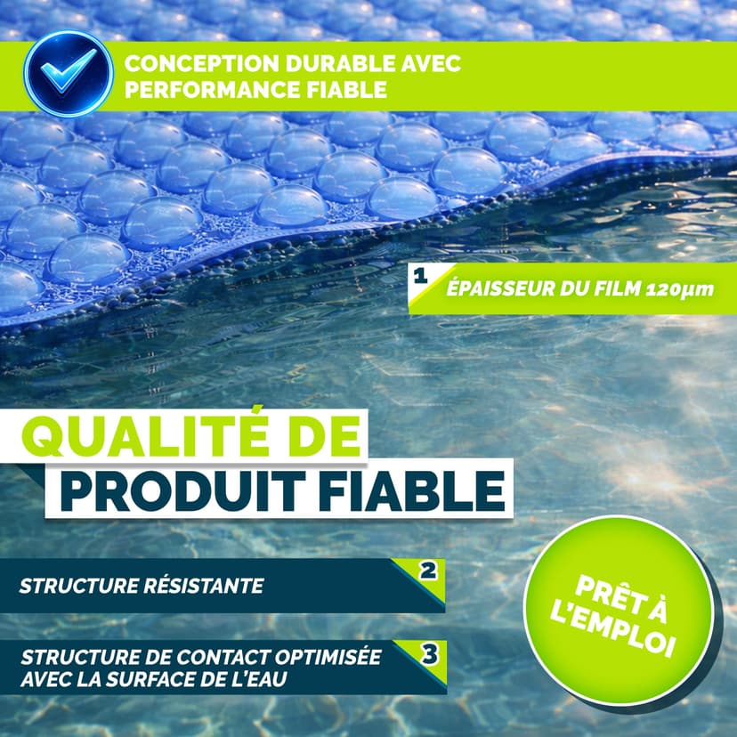 tillvex Bâche à Bulles pour Piscine | Bâche de Protection Solaire de 120 µm d'épaisseur | Découpe individuelle | Chauffage de Piscine pour Eau Chaude (Bleu, 800 x 400 cm (Rectangulaire)) - 4