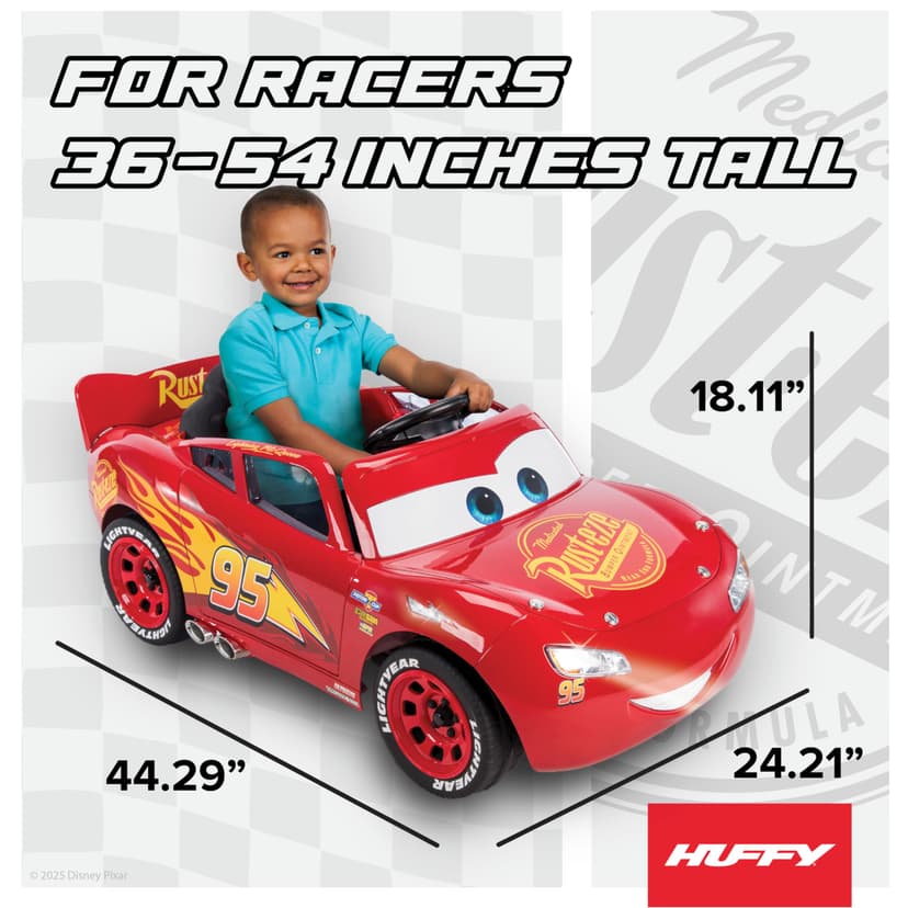 Huffy Disney Cars Lightning McQueen Electric Ride On Car - 6v Battery Powered Motorised Car Fun + Sounds + Lights, Red - 4