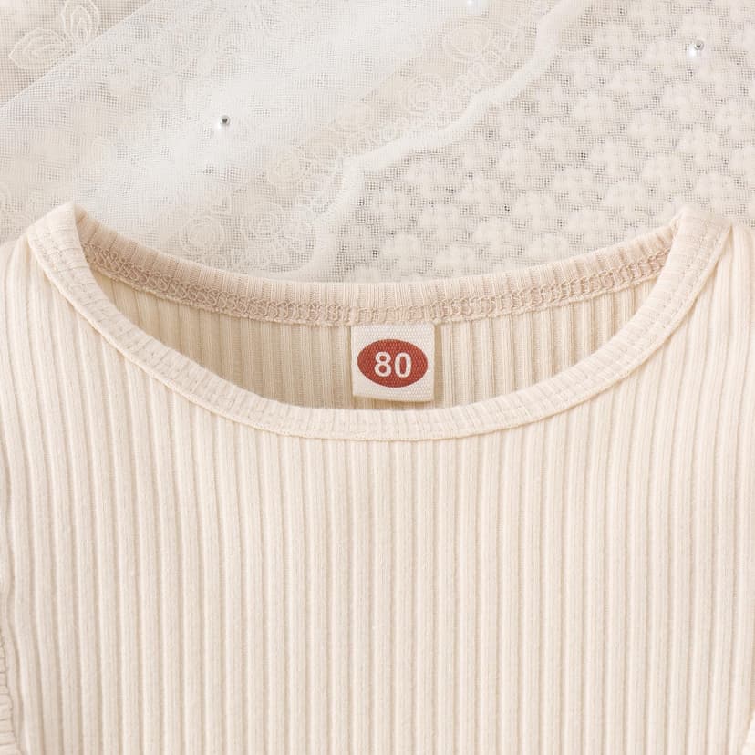 Geagodelia 2Pcs Baby Girl Outfit Clothes Set Newborn Toddler Clothing Long Sleeve Shirt Top + Skirts Spring Autumn Baby Grows 0-4 Years (Beige & Khaki, 6-12 Months) - 4