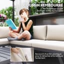 Outsunny Salon de Jardin extérieur d'angle et Convertible 4 pièces avec 2 banquettes, 1 Fauteuil d'angle et 1 Table Basse, Aluminium et Acier mobilier de Jardin pour Balcon terrasse, Beige - 4