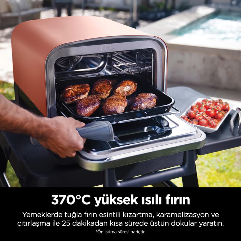 Ninja Woodfire 8-in-1 Electric Outdoor Pizza Oven, Rotisserie & Smoker BBQ with Grate, Pro-Heat Plate, Pizza Stone, Wood Pellets and Shovel, 6 Settings, Dark Orange OO101EU - 7