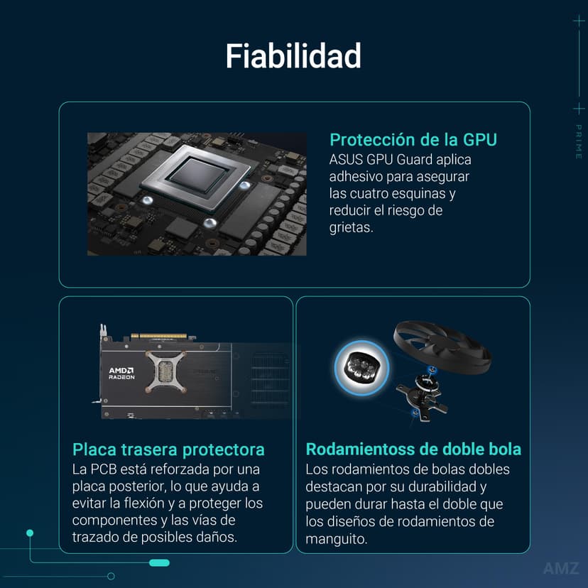 ASUS Prime Radeon RX 9070 OC Edition – Carte Graphique (16GB GDDR6, PCIe 5.0, HDMI, DisplayPort 2.1, 2.5-Slot, Ventilateurs axiaux à Double roulement à Billes, Dual BIOS) - 4