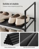 SONGMICS 10-Tier Shoe Rack, Shoe Stand, Space-Saving Shoe Storage, 45 x 28 x 173 cm, Metal Frame, Non-Woven Fabric Shelves, for Hallway, Bedroom, Black LSH010B02 - 4