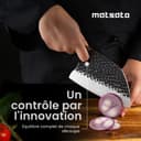 Matsato Couperet de Cuisine Professionnel – Couteau Hachoir en Acier Inoxydable avec Poignée en Bois Carbonisé, Lame de Précision pour Découpe Viande, Volaille, Légumes et Os - 4
