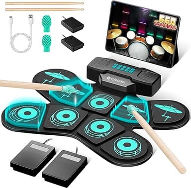 CAHAYA Electronic Drum Pad Set: 9-Portable Electric Roll …