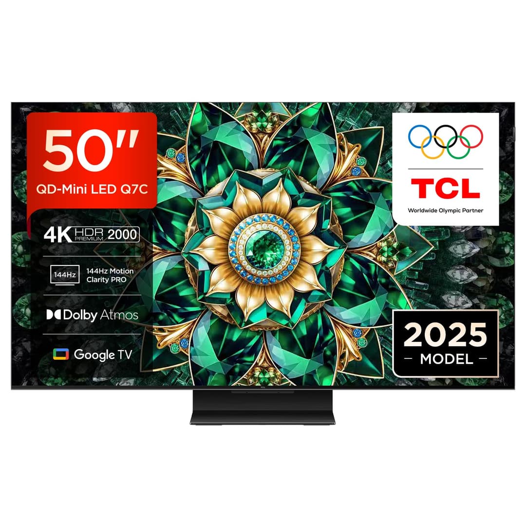 TCL 50Q7C 50" QLED TV 4K QD-Mini LED, HDR Premium 2000, Google TV (Dolby Vision IQ & Atmos, HVA Panel, Refresh Rate 144Hz, Game Master, Google Assistant Hands-Free, Apple AirPlay 2 & Alexa)