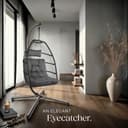 tectake® Luxurious Egg Chair with Stand, Thick Cushions, Polyrattan Weave, Rotatable & Height-Adjustable, Steel Frame, Incl. Protective Cover - Ideal Hammock Chair for Garden, Patio & Balcony - Grey - 9