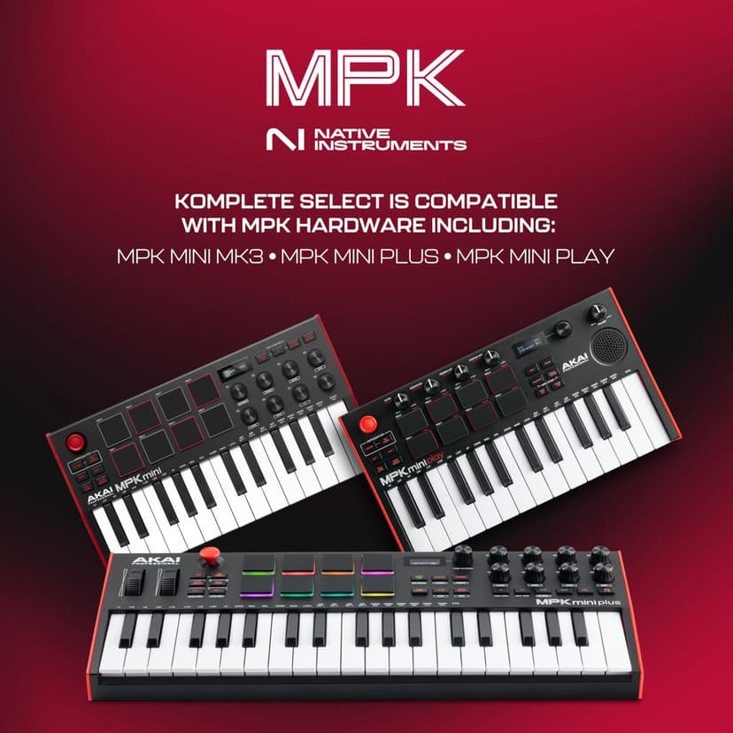 Akai Professional MPK Mini Plus - USB MIDI Keyboard Controller with 37 Mini Keys, 8 MPC Pads, Sequencer, MIDI/CV/Gate I/O, Music Production Software and Native Instruments Sound Package - 5