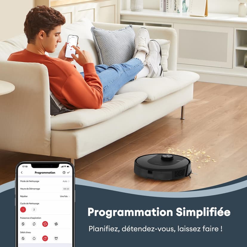 Ultenic T20 Pro Self Emptying Robot Vacuum Cleaner with Mop 8000Pa, 180 Mins Runtime, LiDAR Navigation, Up to 10 Weeks of Hands Free Cleaning Robot Vacuum for Pet Hair, Carpet, All Floors - 9