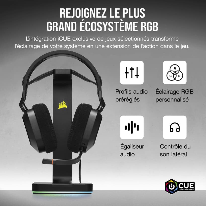 Corsair HS80 RGB USB Casque Gaming Premium avec Dolby Son Surround 7.1 (Microphone de Qualité Adaptée à La Diffusion, Tissu Microfibre Respirant, Audio Haute-Fidélité, Construction Durable) Carbone - 6