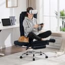 UEV Ergonomic Office Chair with Footrest up to 226 kg, Folding Armrests, Thick Seat Padding, Adjustable Headrest, Desk Chair for Tailor Seat, Computer Chair, Swivel Chair, Home Office, Black - 3