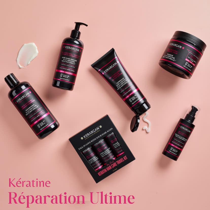 Kerargan - Duo Mask and Serum with Keratin for Damaged and Stressed Hair - Strengthens, Nourishes and Protects - No Sulphates, GMO, Mineral Oils - 500 ml + 100 ml - 7
