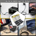 YUJUVI Ferrite Ring Core Black Clip-on Ferrite Core EMI 6 Valeurs 48 Pcs Ferrite Antiparasite Magnétique Core Clip-on Ferrite Anneau Noyau RFI EMI pour 3.5mm -13mm Diamètre Câble HDMI e USB - 8