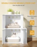 Hzuaneri Cat Litter Box Enclosure for 2 Cats, Hidden Litter Box Furniture Cabinet, Double Layer Indoor Cat House, Can be Used as TV Cabinet, 140 x 48.3 x 48 cm, White CB65603X - 8