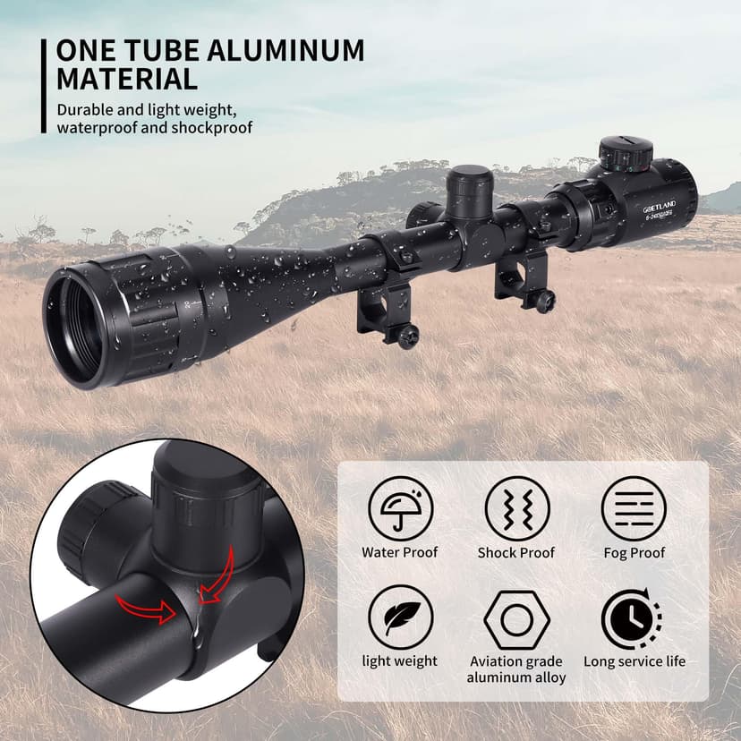 Goetland Lunettes de Visée 6-24x50 AOEG Telemetre Red Dot Rouge Vert Illuminé Rangerfinding SFP pour Tactique Chasse Airsoft Arbalète Carbine Tir Sportif - 6
