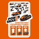 WORX - Cordless Impact Drill 20V - 50Nm - φ13mm - WX370.9 (Delivered Without Battery or Charger, with Double end) - 9
