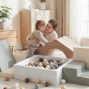 7 Pièces Parcours Motricité Bébé: Cuir PU Module Motricité Enfant Blocs Mousse Éducatifs avec Piscine à Balles(Balles Exclues) - Jouets Descalade Structure d'escalade Antidérapante Ensemble - 7