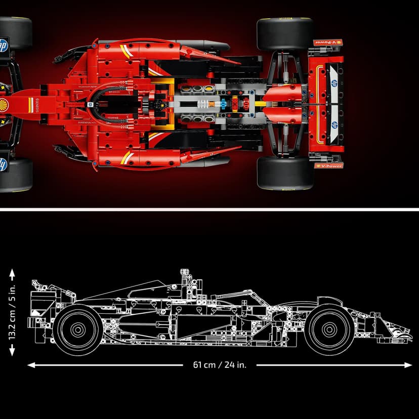LEGO Technic Ferrari SF-24 F1 Car Model - Collectible Formula 1 Set with 1:8 Scale V6 Engine, Gear Box, Steering & DRS - Gift Idea for Adult & Teenage Racing Fans 42207 - 3