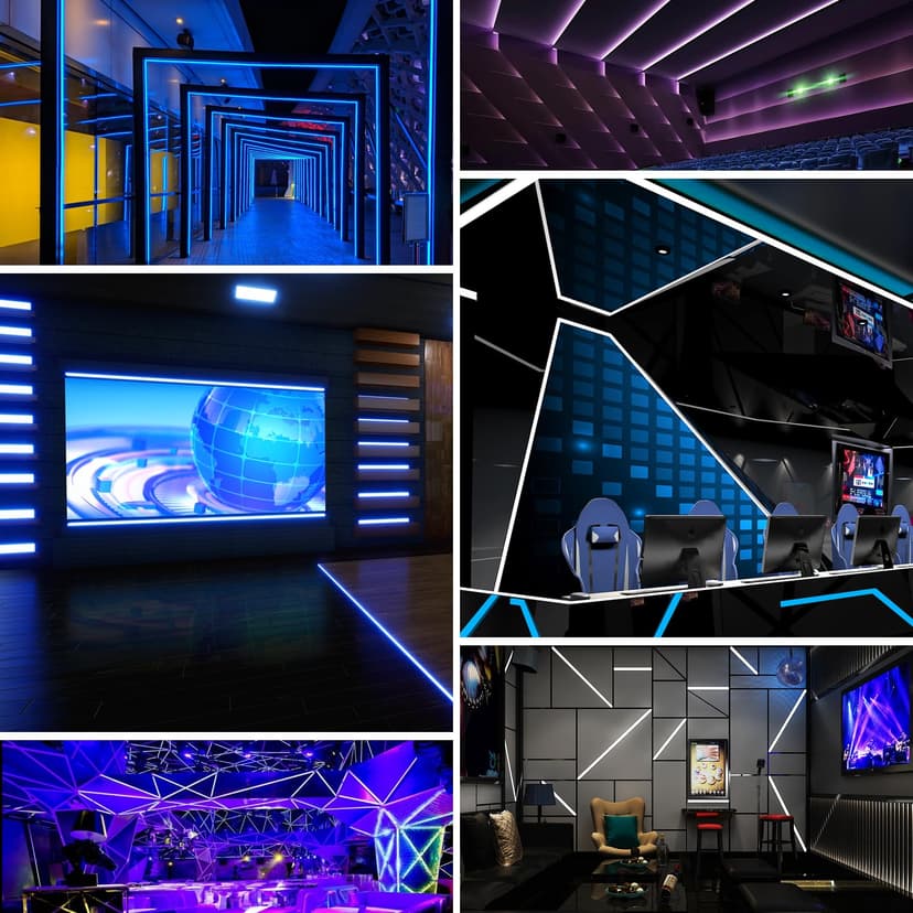 HOMMAND 6 x 1m/3.3ft LED Profile U Shape Aluminium Channel with Diffuser Strip, Corner Connectors, End Caps, Mounting Clips, Indoor LED Strip Light Holder - 8