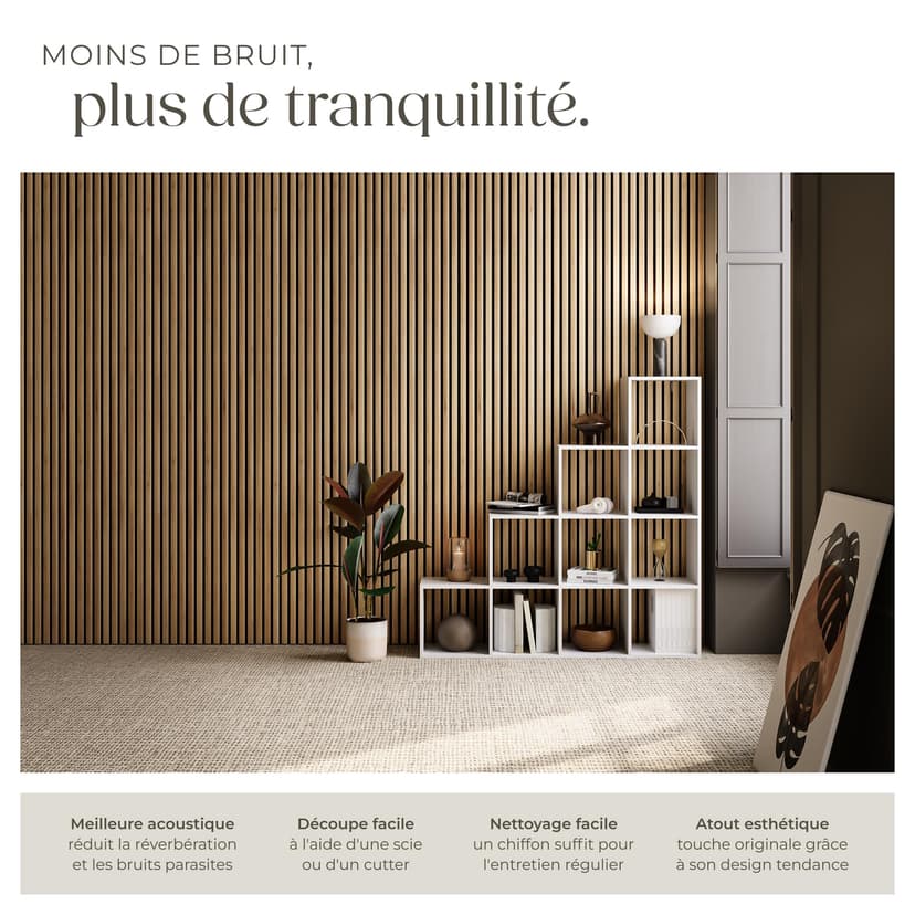 tectake® Lot de 2 panneaux acoustiques muraux et pour plafond, en Bois MDF, 120 x 60 x 2,1 cm par panneau mural decoratif pour isolation phonique Chambre, Bureau, Studio de musique Decoration murale - 3