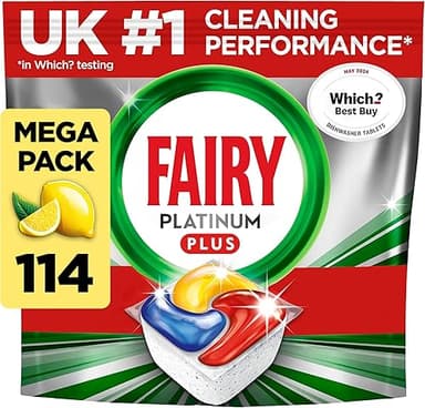 Fairy Platinum+ Complete Dishwasher Tablets 114ct, Dishwa…