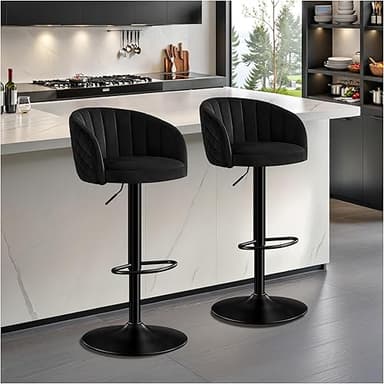 STOOLINK Tabouret de Bar Lot de 2 Chaise de Bar Tissu Vel…