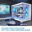 MUSETEX Y6 Mid Tower PC Case, White, 5x120mm PWM ARGB Fans, 270° Tempered Glass, ATX, Micro-ITX, 7 Expansion Slots, USB 3.2 Type-C, 6.7kg - 5