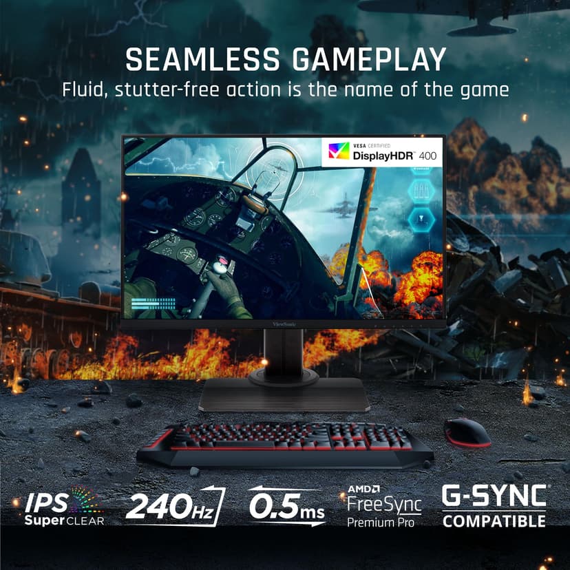 ViewSonic OMNI XG2431 24 Inch 1080p 0.5ms 240Hz Gaming Monitor with AMD FreeSync Premium, Advanced Ergonomics, Eye Care, HDMI and DisplayPort for Esports, Black - 2