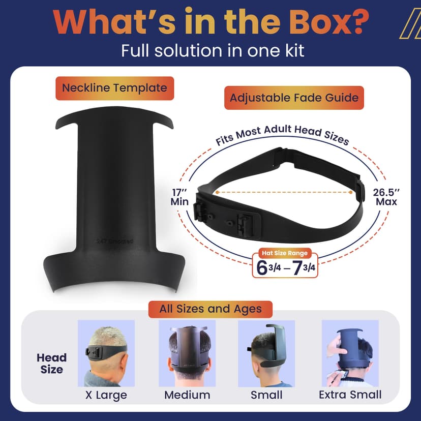 Self Haircut Kit for Men | 2Pcs SelfCut Guide for Men: Neckline Shaving Template & Fade Guide | Adjustable Size Hair Fade Tool & Stable Neckline Template | Hair Cut for Kids & Seniors - 7