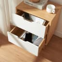 [en.casa] Bedside table Bordkak nightstand with 2 drawers side table 50 x 40 x 30 cm chest of drawers wooden legs oak look/white - 9