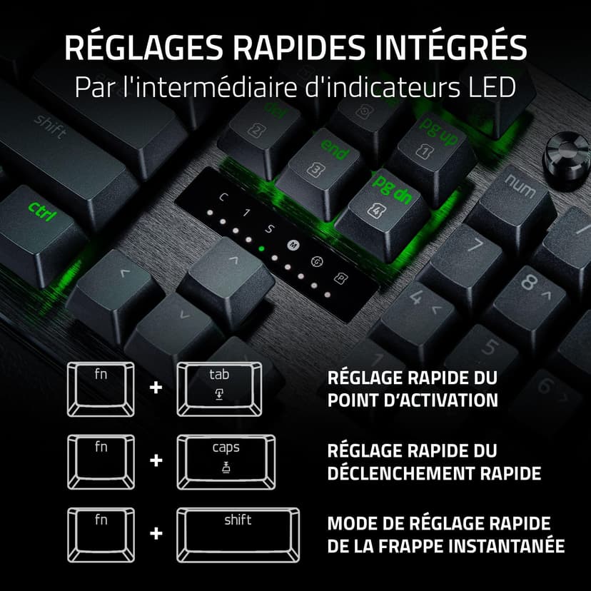 Razer Huntsman V3 Pro (Analog Switch) - Optical Gamer Keyboard (Quick Release, Analog Switch Adjustable from 0.1 to 4.0mm, PBT Doubleshot Keys) AZERTY Keyboard | Black - 6