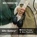 Sony WH-1000XM5 Hard Case Premium Noise Cancelling Wireless Over-Ear Headphones, Bluetooth, Clear Call Quality, Hi-Res Audio, Up to 30hr Battery Life, Includes Hard Case, iOS & Android - Silver - 6