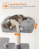 Feandrea Cat Tree Tower, 143 cm Multi-Level Plush Cat Condo with 4 Scratching Posts, 2 Perches, Cave, Hammock, Pompoms, Light Grey PCT161W01 - 4