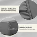 H HANSEL HOME Fitted Sheet, Breathable and Soft Microfibre, Height 30 cm, 360° Elastic – Fitted Sheet 150 x 190/200 cm – Dark Grey - 4