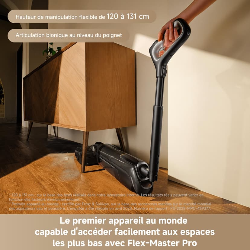 MOVA M50 Ultra Wet/Dry Vacuum Cleaner with Three Piece Coverage, 22,000Pa, 0 Space, Robot Arm, World's First Foldable, Extendable Handle, Smart Forward/Reverse Sliding Power System - 4