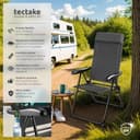 tectake® Lot de 2 Chaise Pliante Camping Fauteuil Pliable Gris Chaise de Plage Ultra léger en Aluminium avec Dossier inclinable & appuie-tête Idéal Voyages, Pêche, Festival, Camping, Plage, Jardin - 2