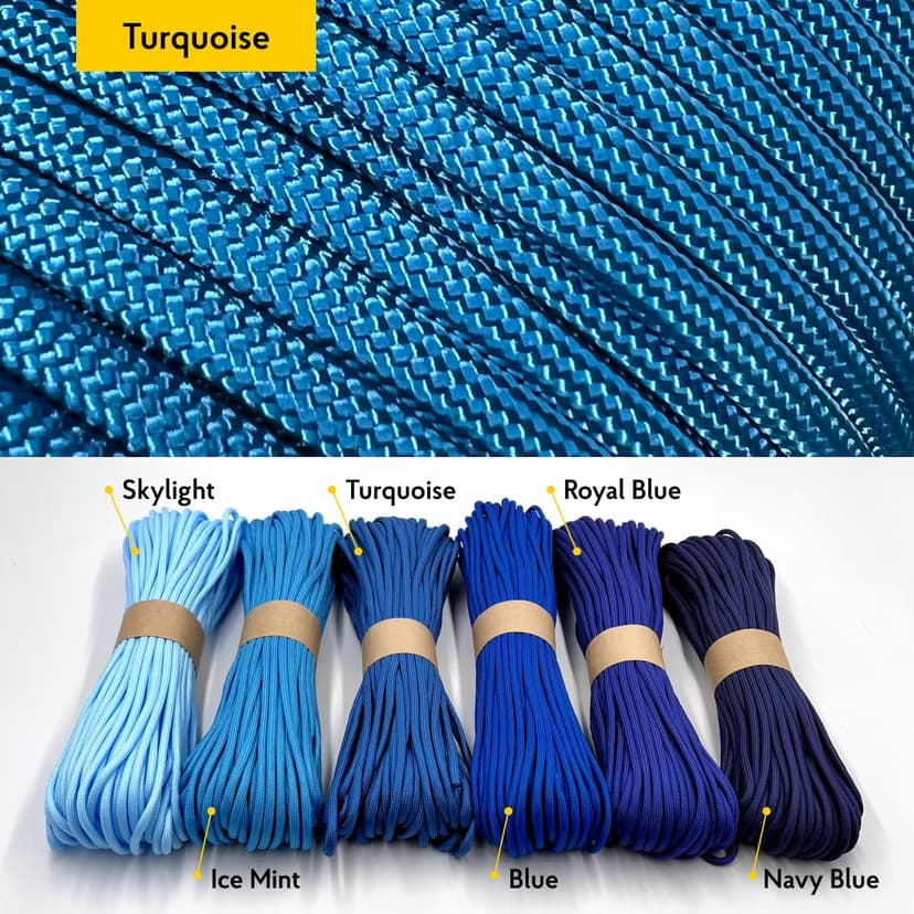 Paracord 4mm, 35+ Solid Colors (10m, 15m, 30m, 50m, 100m, 300m) | Ideal for Crafting, DIY, Camping, Survival, Outdoor | 100% Nylon Rope 4mm | Tactical Cord 550 Type III - 2