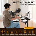 CAHAYA Batterie Électronique Kit Débutants – Avec Tabouret, Cymbales Double Déclencheur & Grosse Caisse Double Déclencheur, Peaux Maillées Silencieuses, 350 Sons, USB/MIDI & Casque, Portable - 5