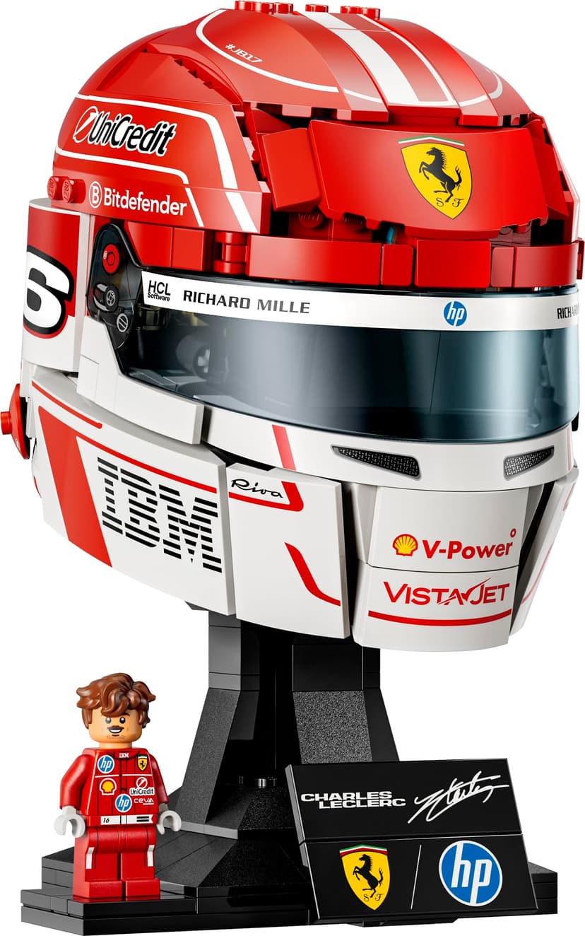 LEGO Editions Scuderia Ferrari HP Charles Leclerc Helmet - F1 Merchandise - Display Model Kit w/Collectible Minifigure - Gift for 14+ Year Old Boys & Adult Motorsport Fans - 43014 - 4