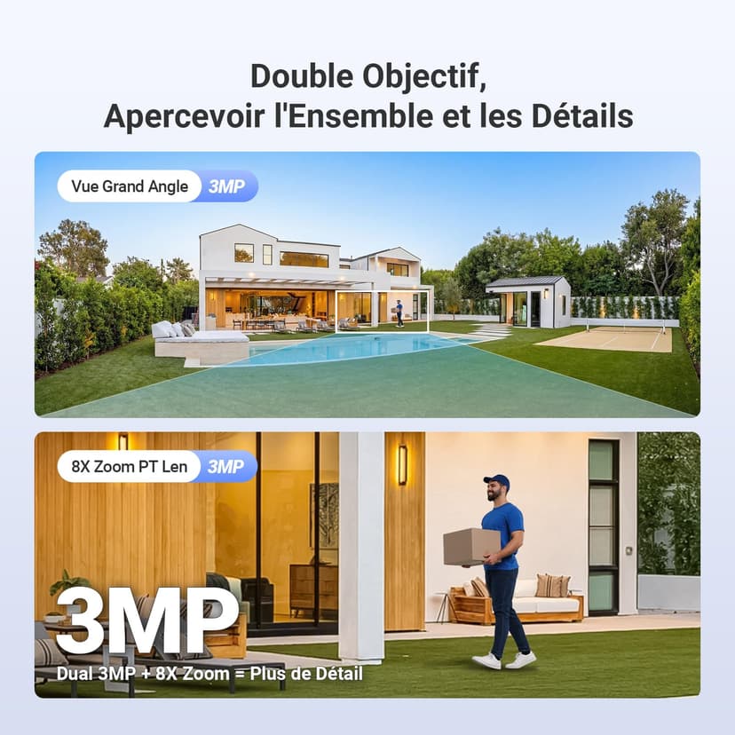 EZVIZ 3MP+3MP Caméra Surveillance WiFi Extérieure à Double Objectif, 360° PTZ Camera, Suivi Auto, Détection de Forme Humaine/Véhicule,Défense Active,Vision Nocturne Couleur 40M, C9c 2K Dual - 5