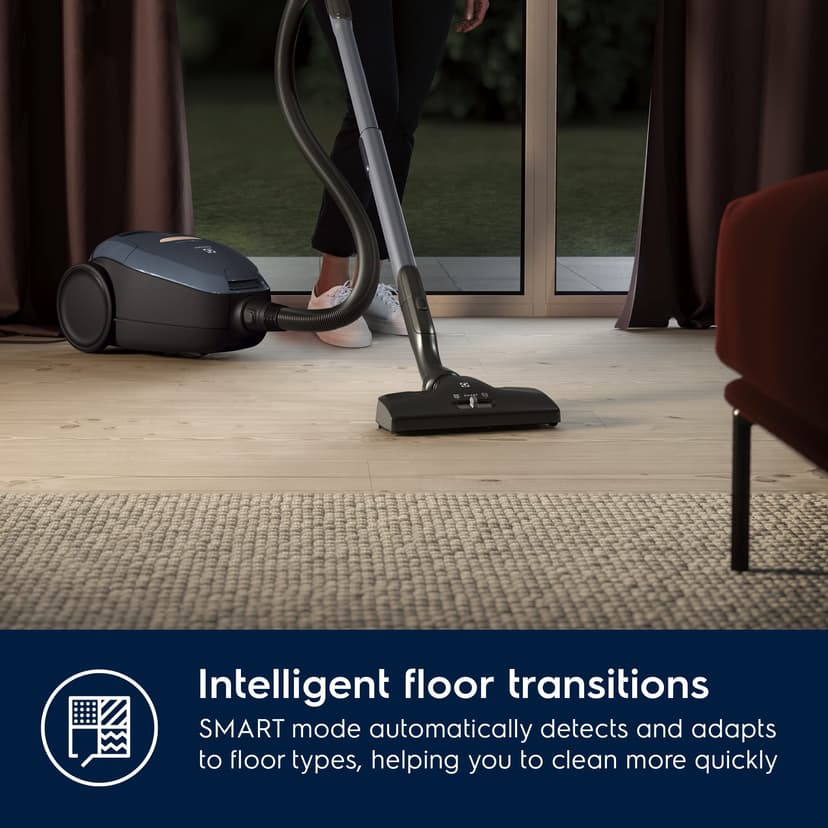 Electrolux Pure D8, Commandes à Distance, Aspirateur Traineau avec Sac, Ultra Silencieux, 57dB, Puissance Automatique Intelligente, Poignée avec Commandes et Affichage LED, PD82-8DB, Bleu Denim - 8