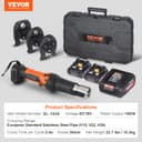 VEVOR Kit d'outils de sertissage de tuyaux électriques alimentés avec 2 batteries 18 V 2,0 Ah, pince à sertir professionnelle, avec mâchoires V15, V22, V28, chargeur rapide et étui de transport, 360° - 7