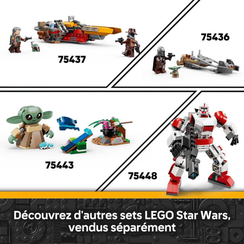 LEGO Star Wars 75449 Pack de Combat Le Siège de Mandalore - Jouet d'action avec Minifigurines de 2 Mandaloriens & 2 Clone Troopers - Speeder & Pistolets Blasters - Cadeau pour Garçon dès 6 Ans & Fans - 7