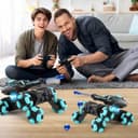 Gkstly RC Tank Toy, Gesture Sensing RC Stunt Car with Light & Music, 2.4G Remote Control Tank Shooting Water Bullets, 360° Rotation Drift Battle Tanks Birthday Festival Gifts for Adults Boys Girls - 6