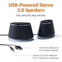 Amazon Basics Stereo 2.0 Speakers for PC or Laptop, 3.5mm Aux input, USB-Powered, 1 Pair, Black - 2