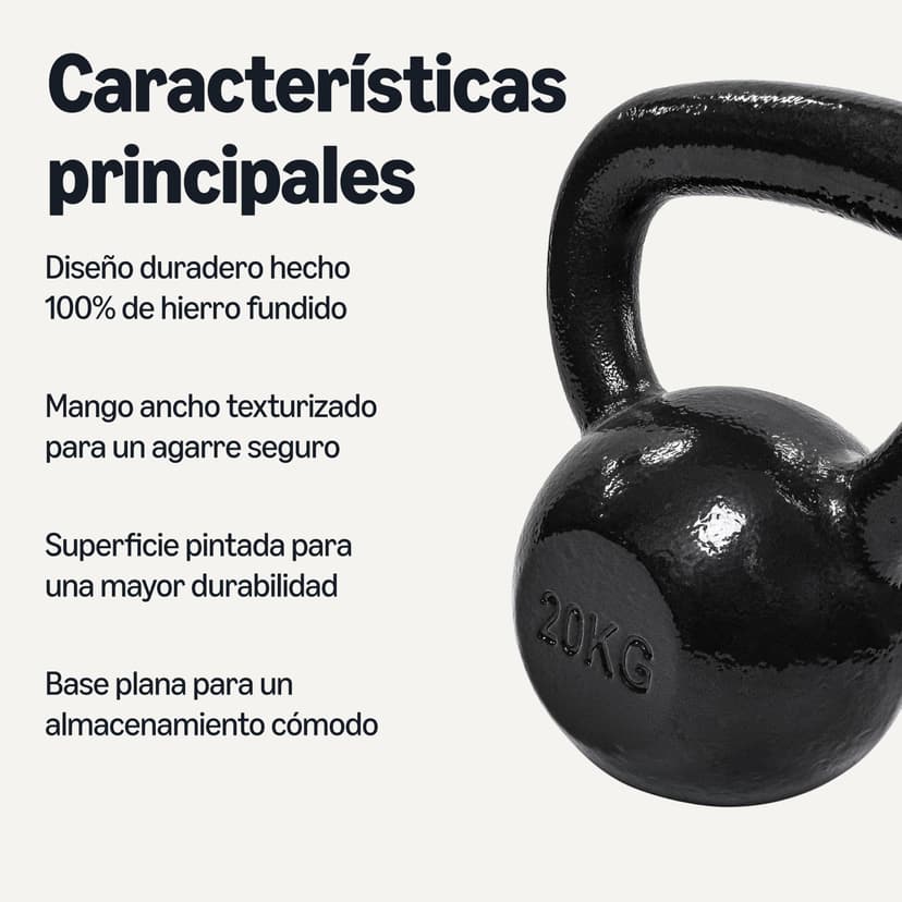 Amazon Basics Kettlebell en fonte 20 kg, noir - 2