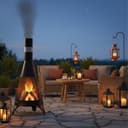 Relaxdays Cheminée de terrasse, avec Pare-étincelle, avec Grille et tisonnier, HxD : 120 x 47 cm, braséro Jardin, Noir - 3