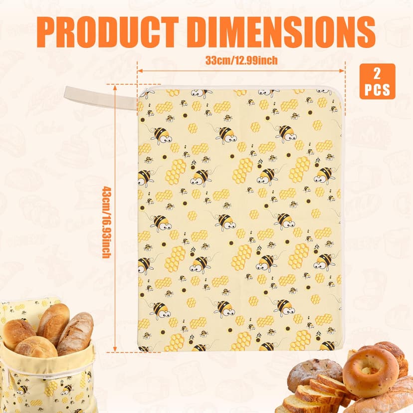 2 Pieces Beeswax Bread Bags 43cm×33cm, Reusable Bread Bags for Keeping Fresh with L Zipper and Handle, Bread Freshener Bags, Beeswax Bags - 4