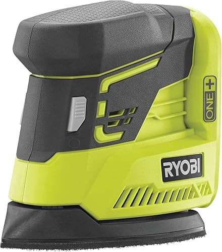 RYOBI - Ponceuse Triangulaire 18V ONE+ - Patin 100x140mm, Poignée Bi-matière, Trappe Aspiration - Ø Oscillation 1,8mm, 22000osc/min - Livrée avec 6 Abrasifs, sans Batterie ni Chargeur - R18PS-0
