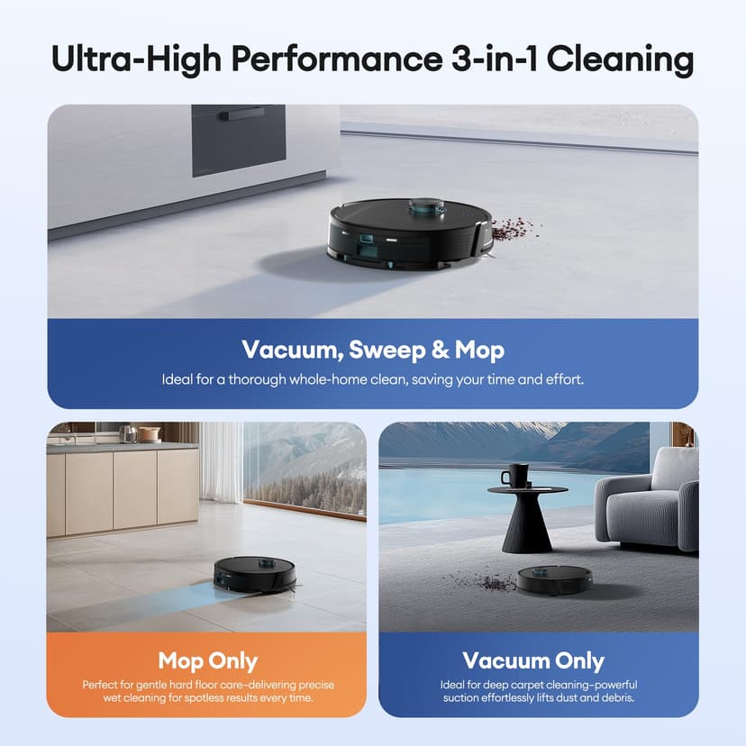 Ultenic T20 Pro Self Emptying Robot Vacuum Cleaner with Mop 8000Pa, 180 Mins Runtime, LiDAR Navigation, Up to 10 Weeks of Hands Free Cleaning Robot Vacuum for Pet Hair, Carpet, All Floors - 7